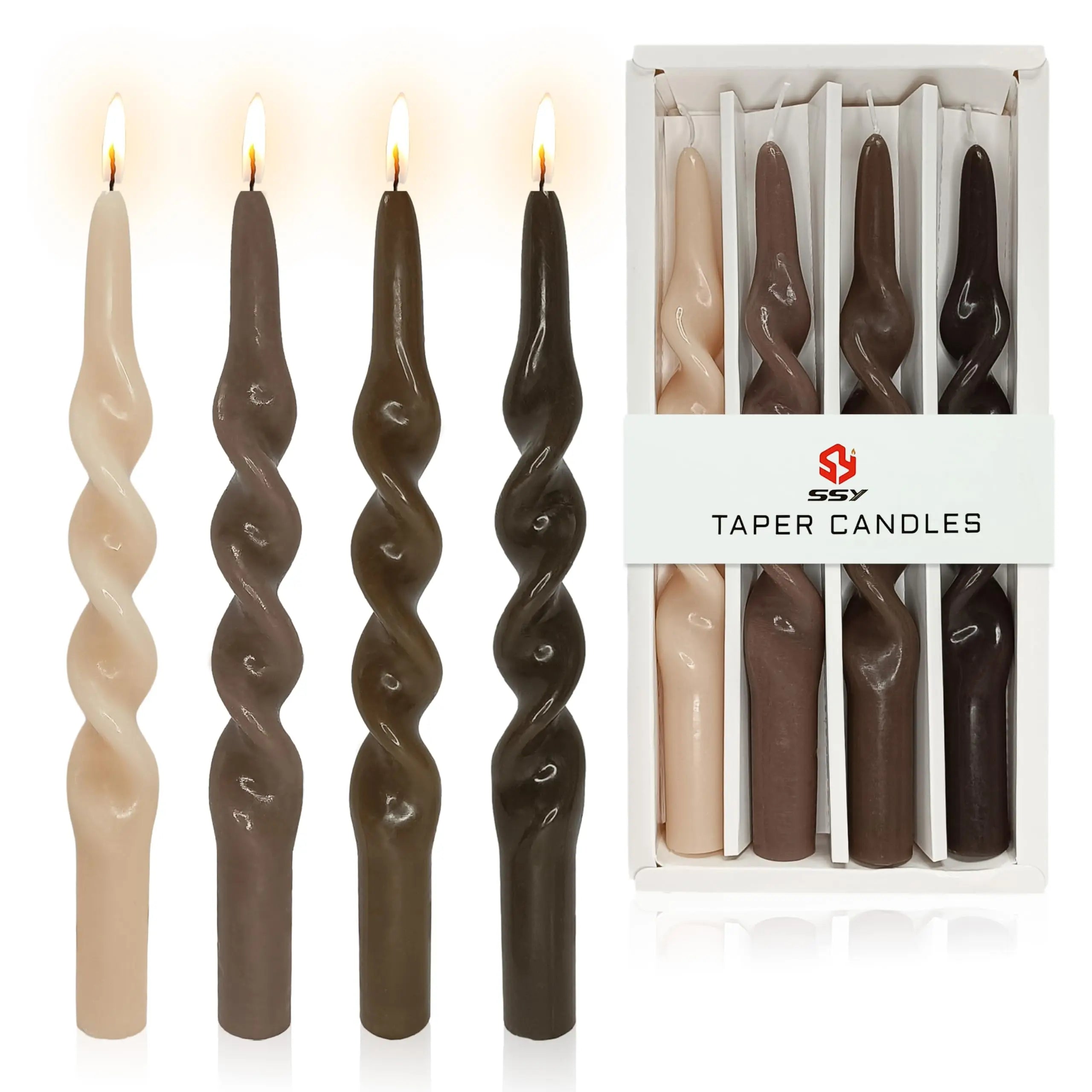 Unscented Spiral Taper Candles  Gradient Coffee Candle Sticks 4 PCS Twisted Candle for Home Decor Decor Wedding Decorations
