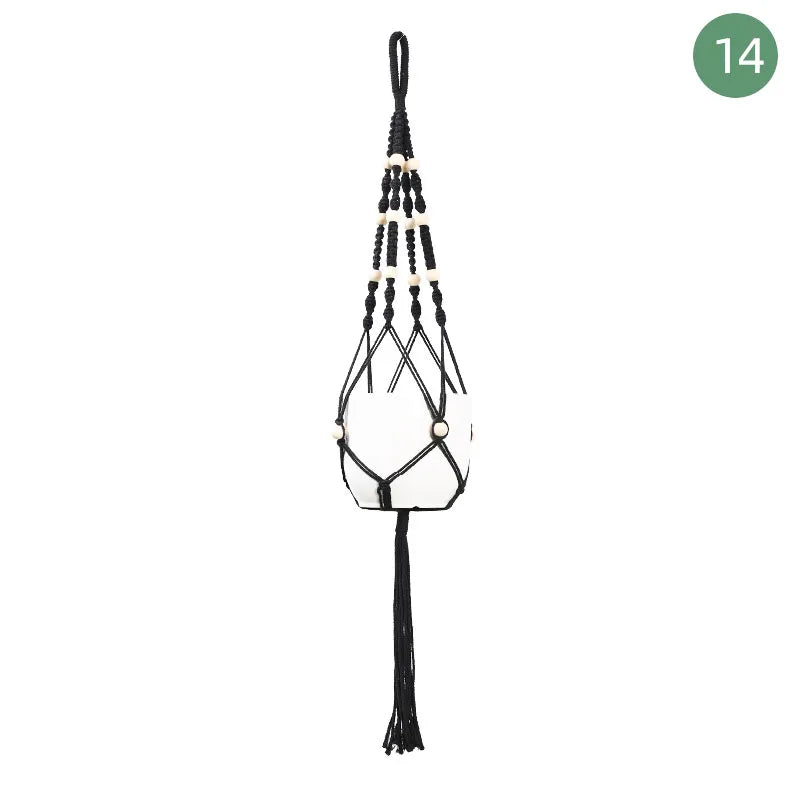 Suspension plante macramé noire
