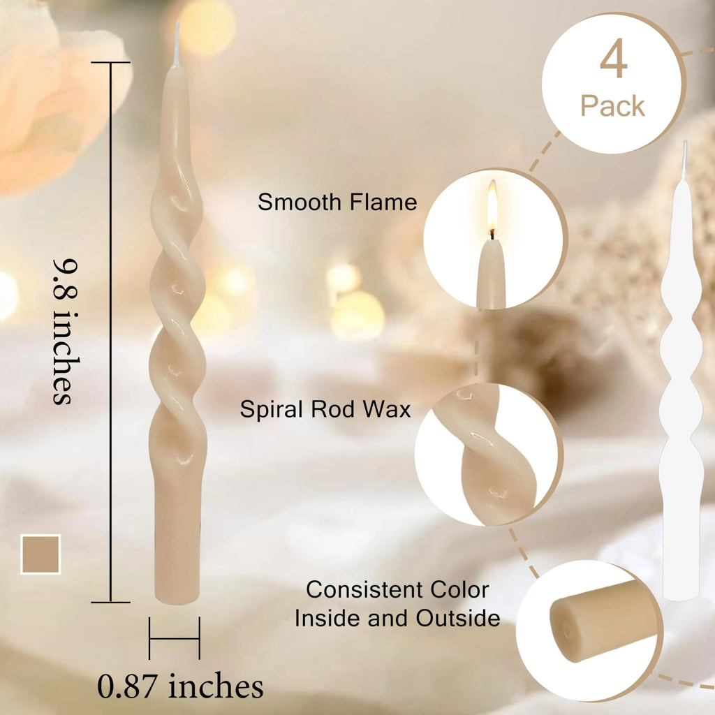 Unscented Spiral Taper Candles  Gradient Coffee Candle Sticks 4 PCS Twisted Candle for Home Decor Decor Wedding Decorations