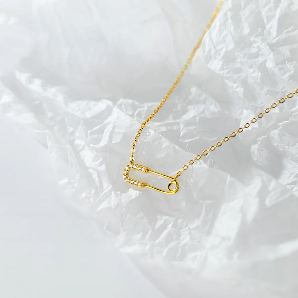 KAMIRA Real 925 Sterling Silver Fashion Luxury Pin Clavicle Necklace for Women Wedding Simple Elegant 18k Gold Fine Jewelry Gift