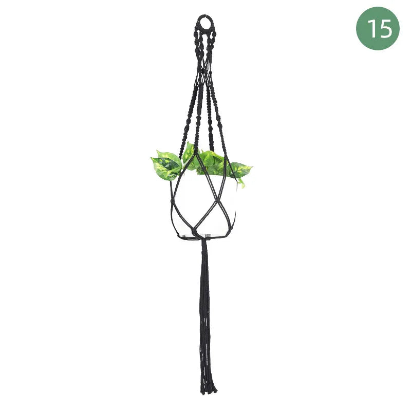Suspension plante macramé noire