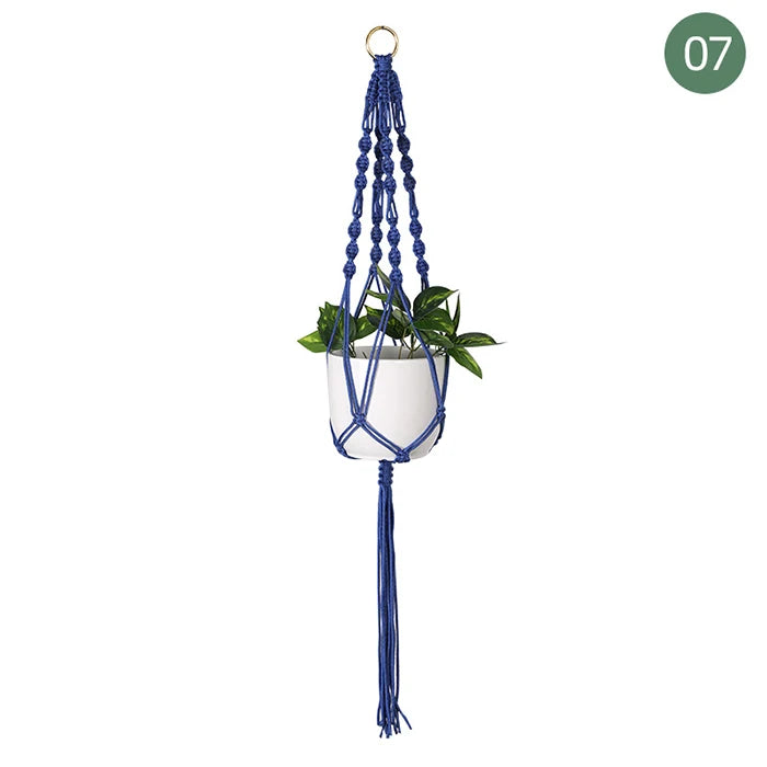Suspension plante macramé colorée