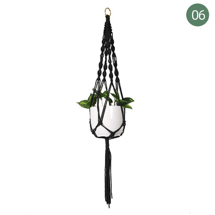 Suspension plante macramé colorée