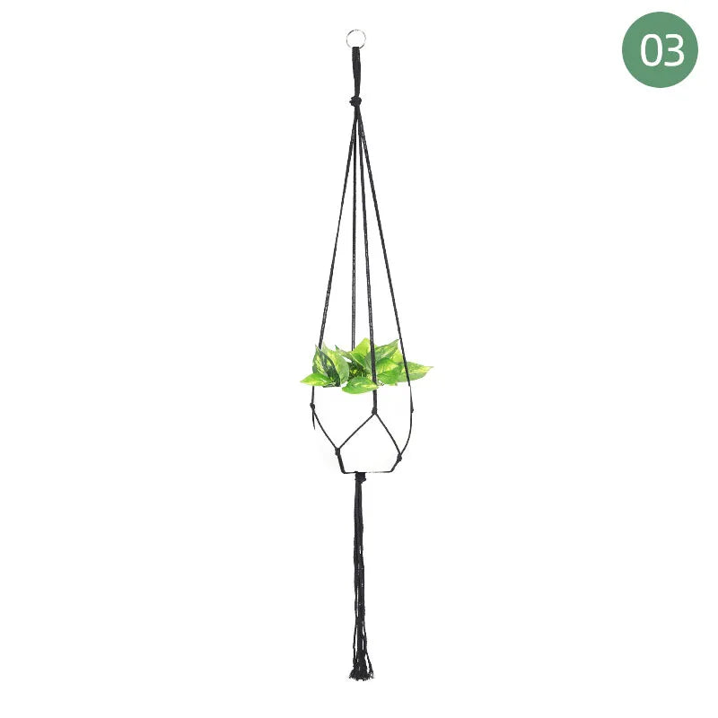 Suspension plante macramé noire