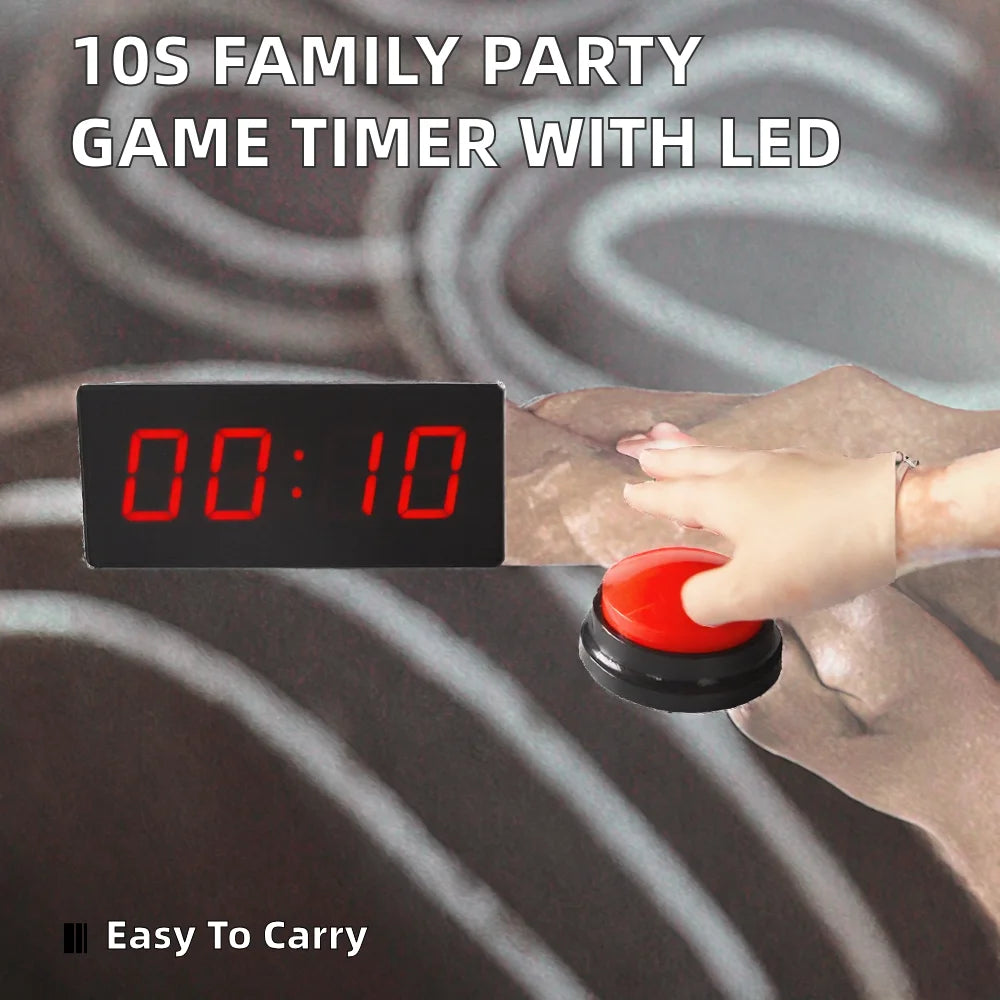 Popular Family Party Luck Challenge 10 Seconds LED Red Digital Countup Clock 10-second Game Timer Sports Entertainment