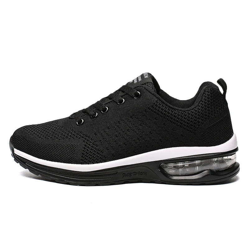 Men's EVA Midsole air Cushion Lace up Sports Shoes Breathable Lightweight Thick Soled Height Increasing Mesh Running Shoes