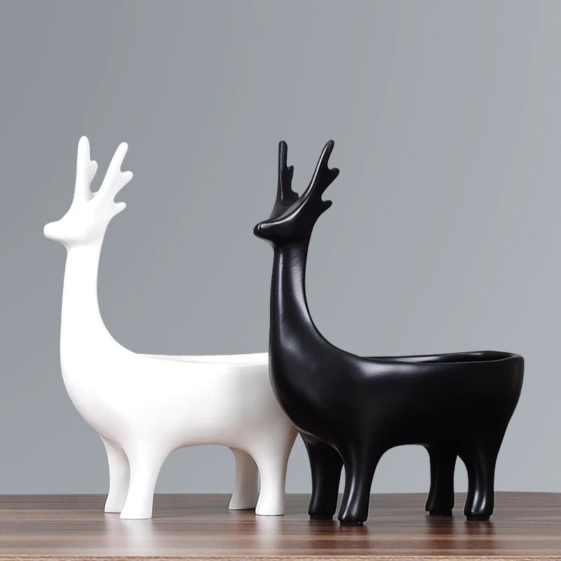 Creative Artistic Deer Sculpture Figurine Ornament Resin Epoxy Folk Art Collectible Home Decor