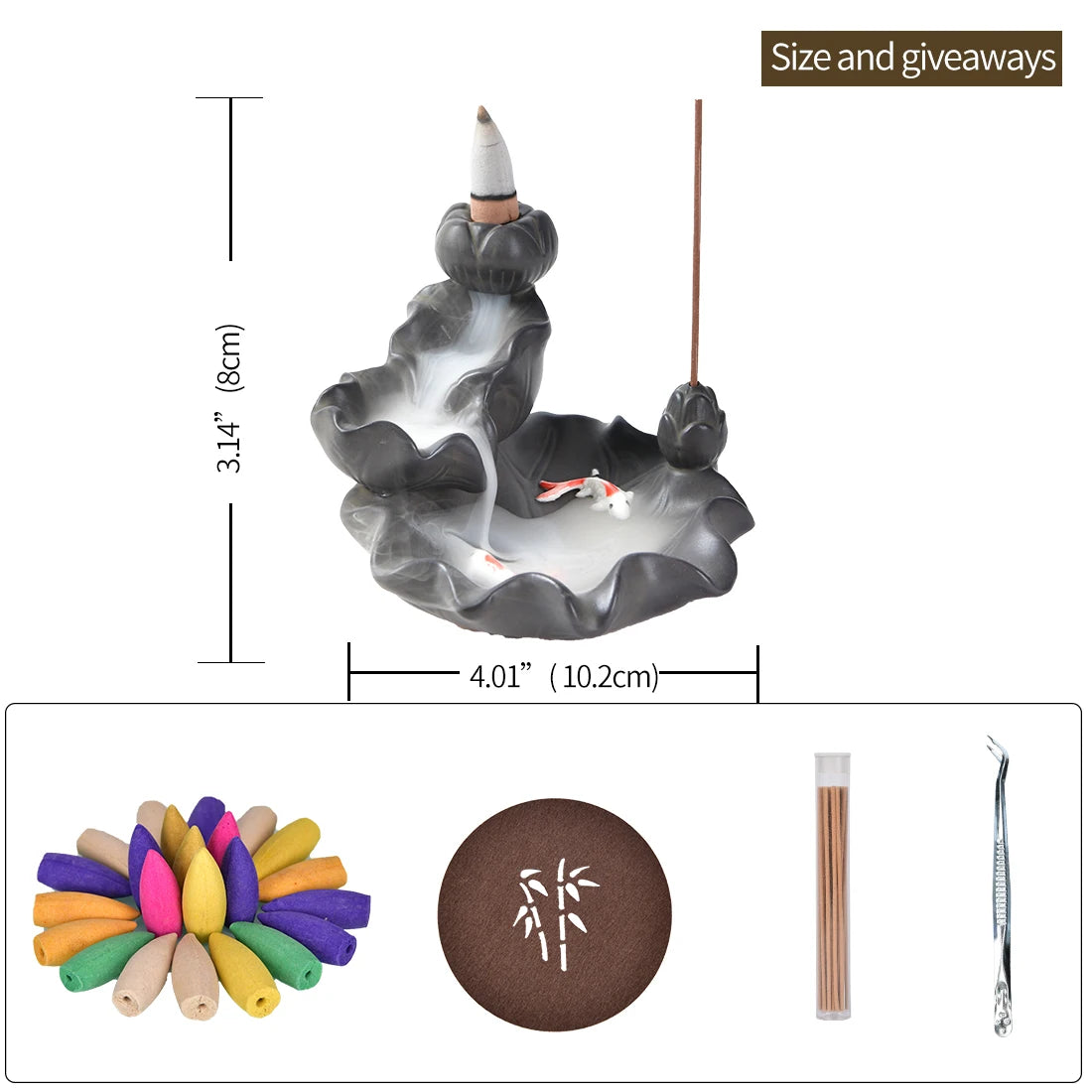 Flower Home Decor Backflow Incense Holder Waterfall Ceramic Burner Anti-Odour Chinese Zen Women Gift Spring Summer Fall