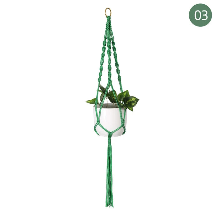 Suspension plante macramé colorée