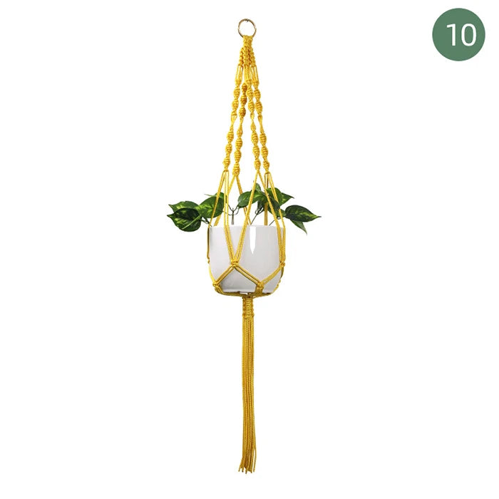 Suspension plante macramé colorée