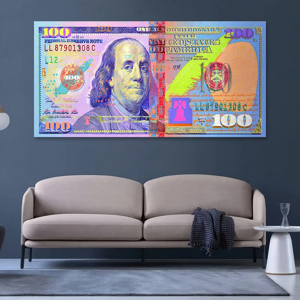 Poster affiche billet 100 dollars