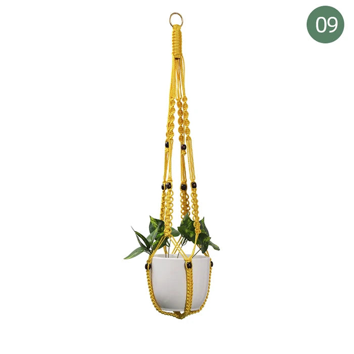 Suspension plante macramé colorée