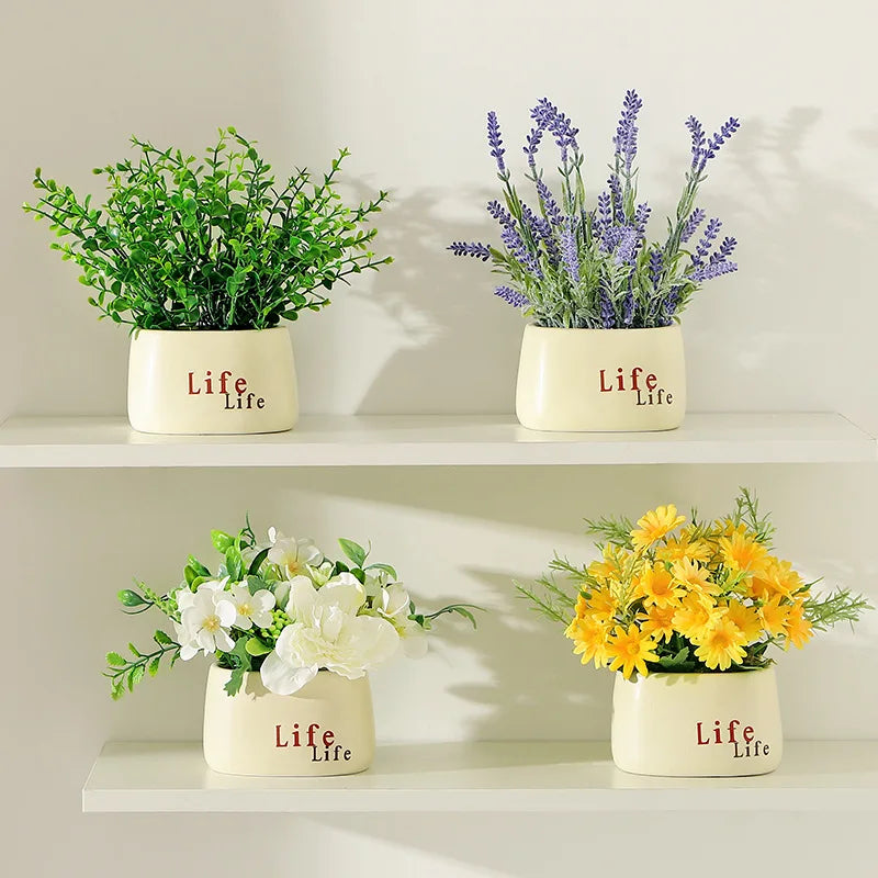 Sunflower Bonsai, Office Greenery, Living Room Home Decor, Ceramic Simulation Flower Ornaments