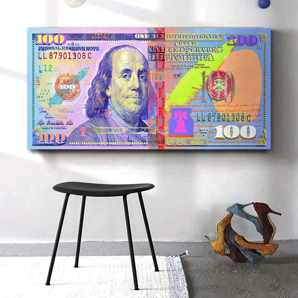 Poster affiche billet 100 dollars