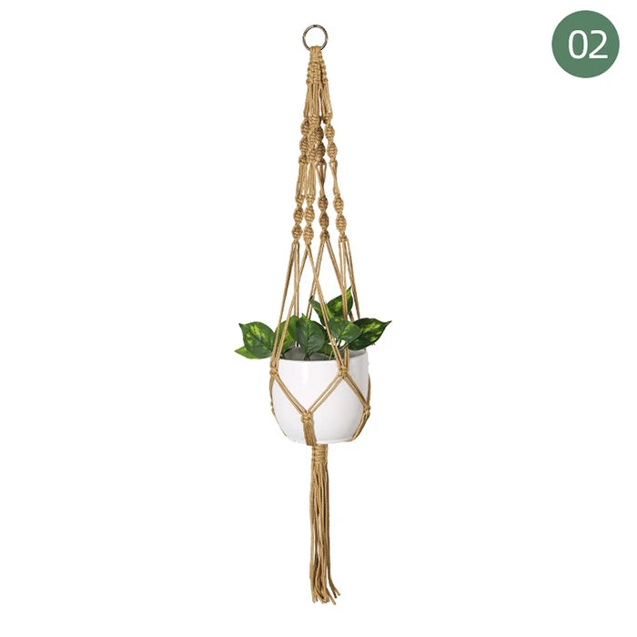 Suspension plante macramé colorée