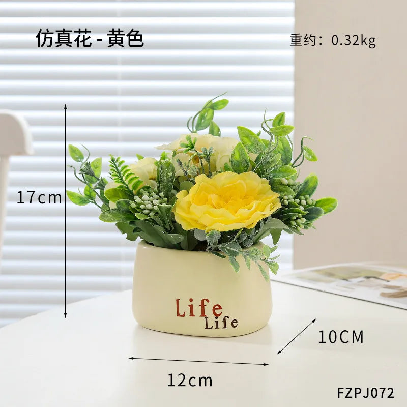 Sunflower Bonsai, Office Greenery, Living Room Home Decor, Ceramic Simulation Flower Ornaments
