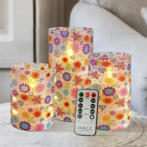 Set 3 bougies LED tournesol télécommande
