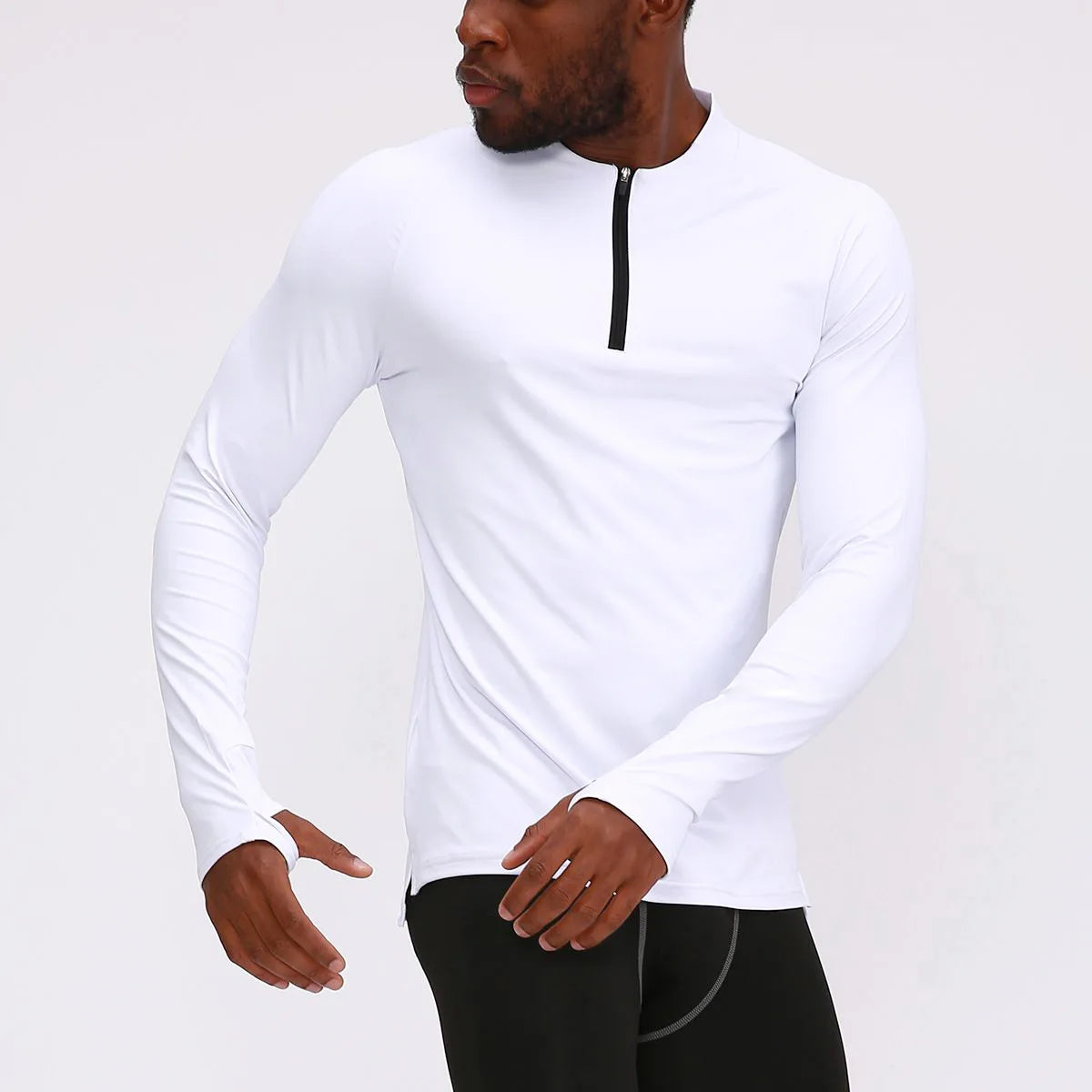 1/4 Zipper Men Active Quick Dry Crew Neck T Shirts Athletic Running Gym Workout Long Sleeve Tee Top for Sportswear