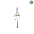 Hot Sale Boho Black Macrame Plant Hanger Hanging Basket with Wood Beads and Tassels for Garden Home Decor