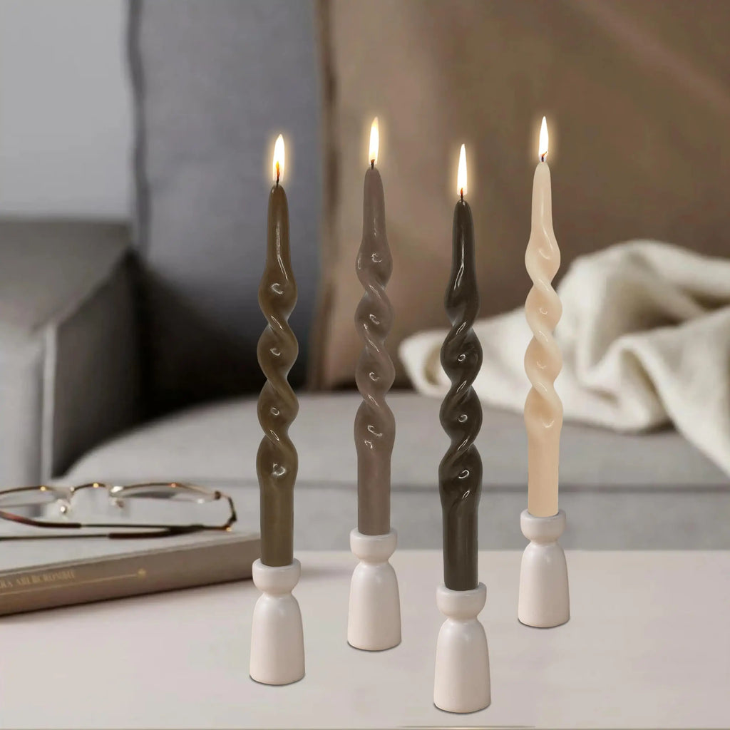 Unscented Spiral Taper Candles  Gradient Coffee Candle Sticks 4 PCS Twisted Candle for Home Decor Decor Wedding Decorations