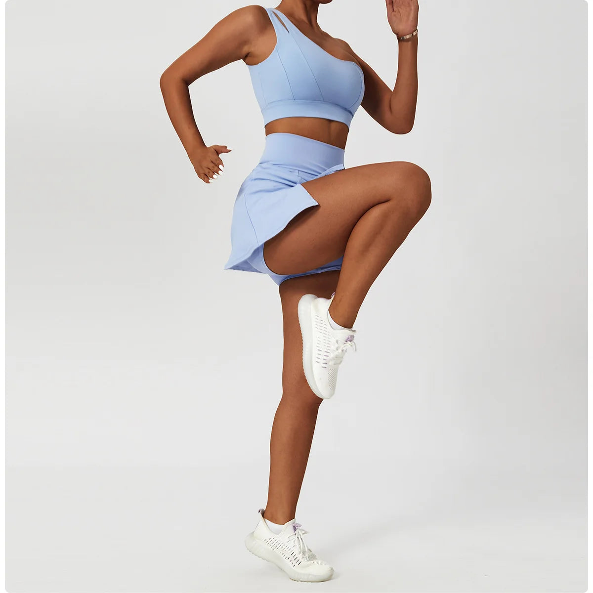 BH1105 Slim Yoga Short Skirt Set for Spring Summer Breathable Mini Culottes Elastic Waist Active Fitness Tennis Running Skirt
