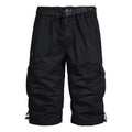 Men's Cargo Shorts 3/4 Relaxed Fit Mens Running Shorts 7 Pockets Elastic Waist Cotton Hiking Shorts