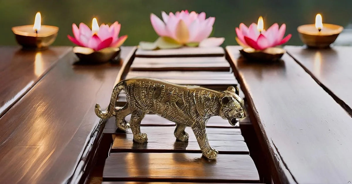 Handcrafted 9-Inch Brass Tiger Sculpture Art Deco Wildlife Figurine for Home Decor and Collectibles