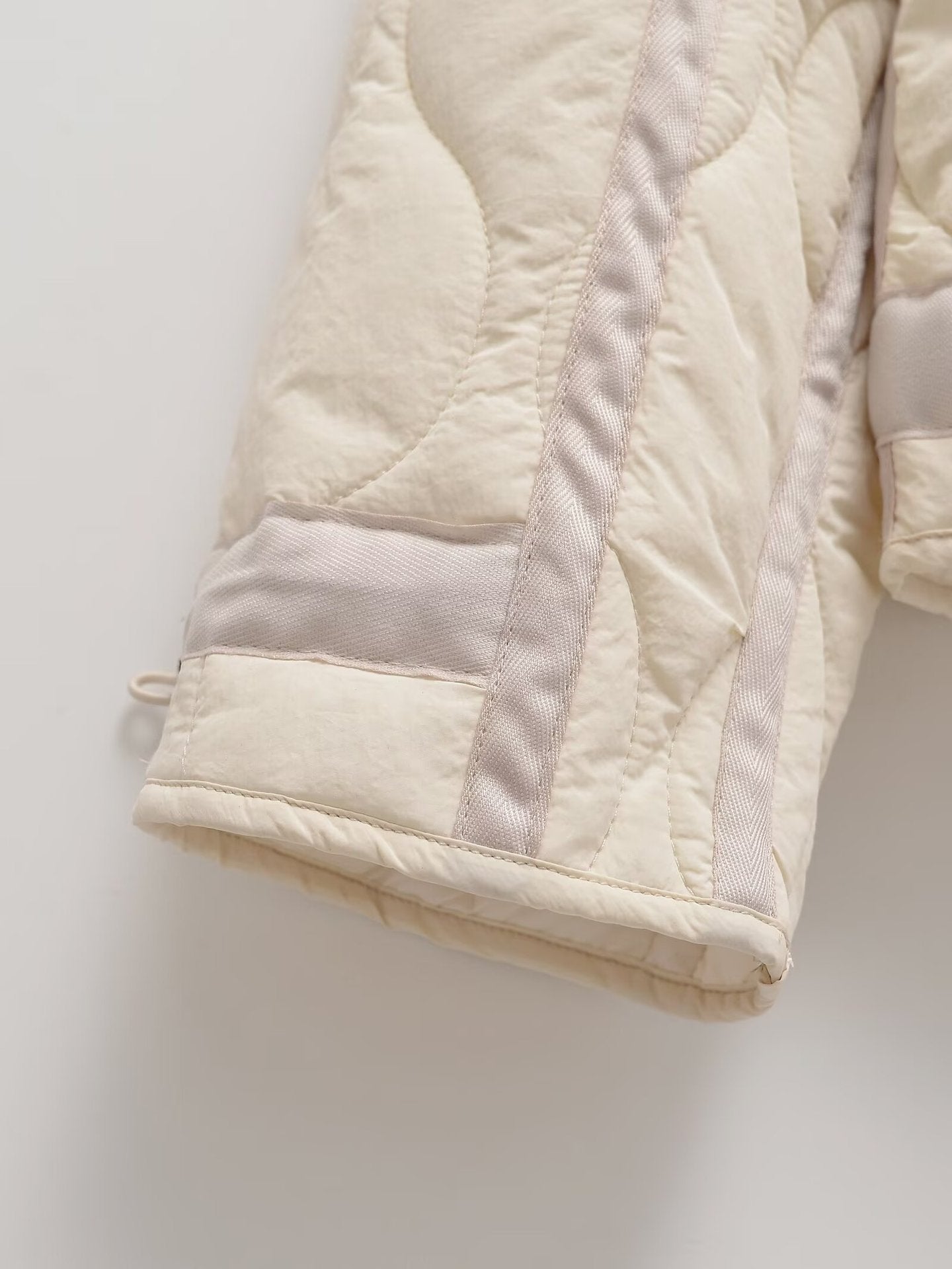 Cross-border European and American Women's AliExpress Explosions Stand Collar Corrugated Cotton-padded Jacket Cuff Drawstring Loose Jacket