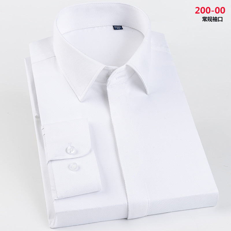 Men's French Cufflinks Shirt Business Formal Dress Sleeve Studs Solid Color Non-ironing Double Stacked Sleeve Hidden Button Shirt Slim-fit Korean Style