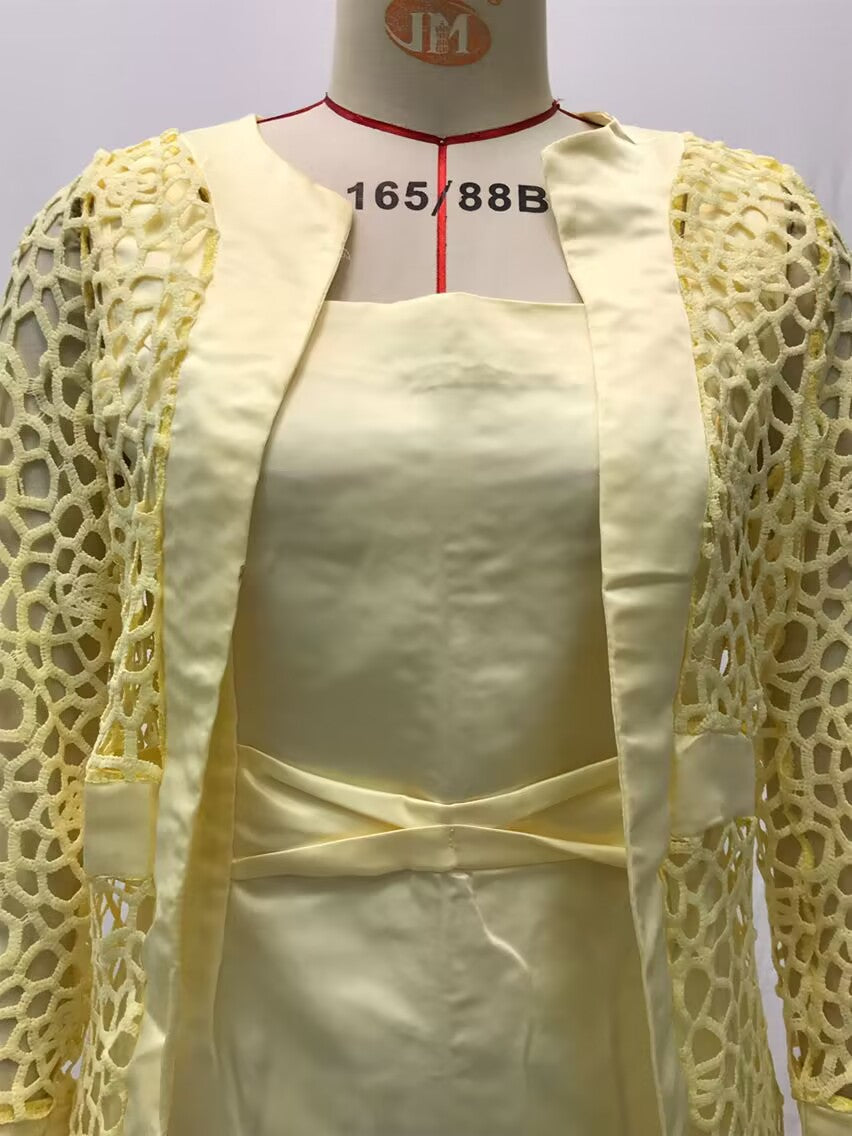 2025 Spot New Women's Color Lace Cardigan Dress Two-Piece Outwear Amazon Wish Export