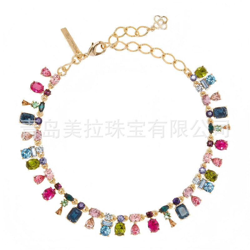 OSCAR Live Cross-border Color Crystal Dopamine Color Combination Light Luxury Niche Design Temperament Advanced Clavicle Neckchain