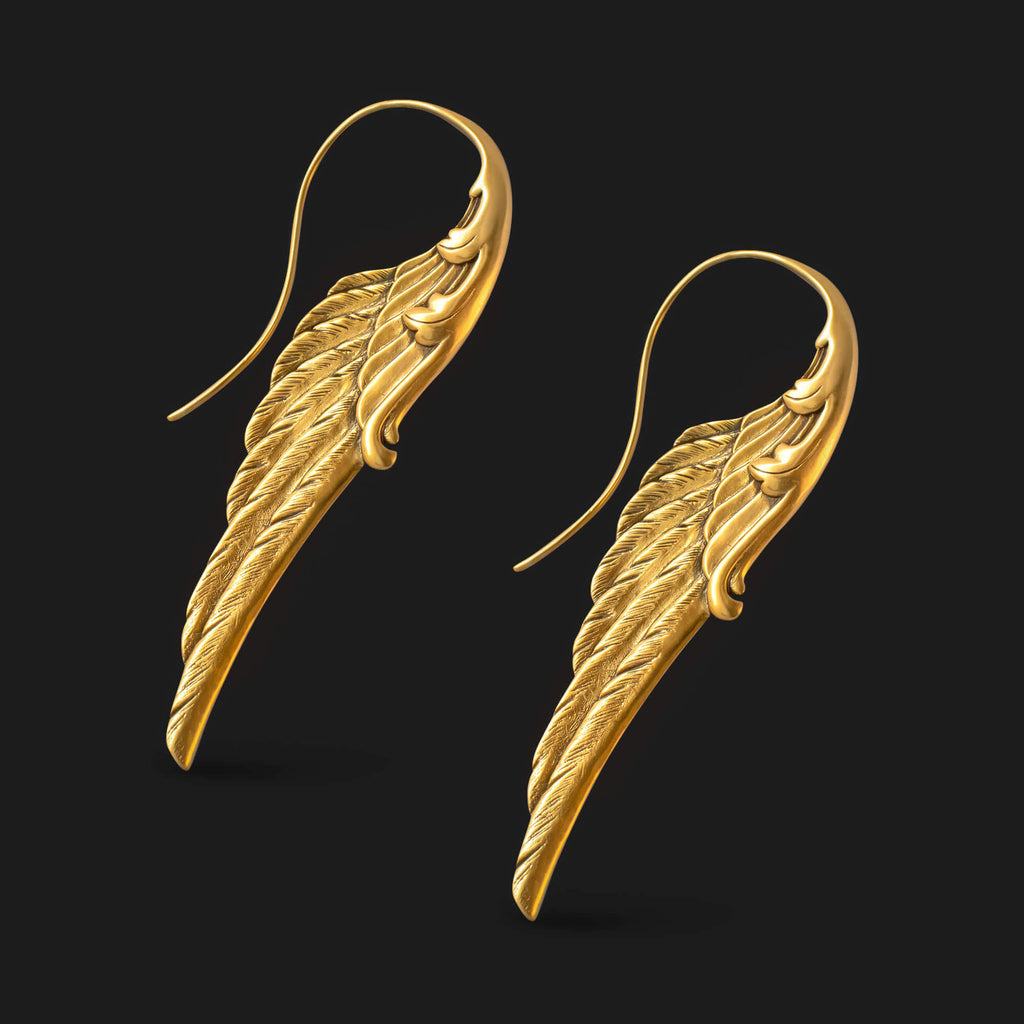 Hecheng Cross-border New Products Exaggerated Angel Wings Pendant Earrings Alloy Hook Earrings