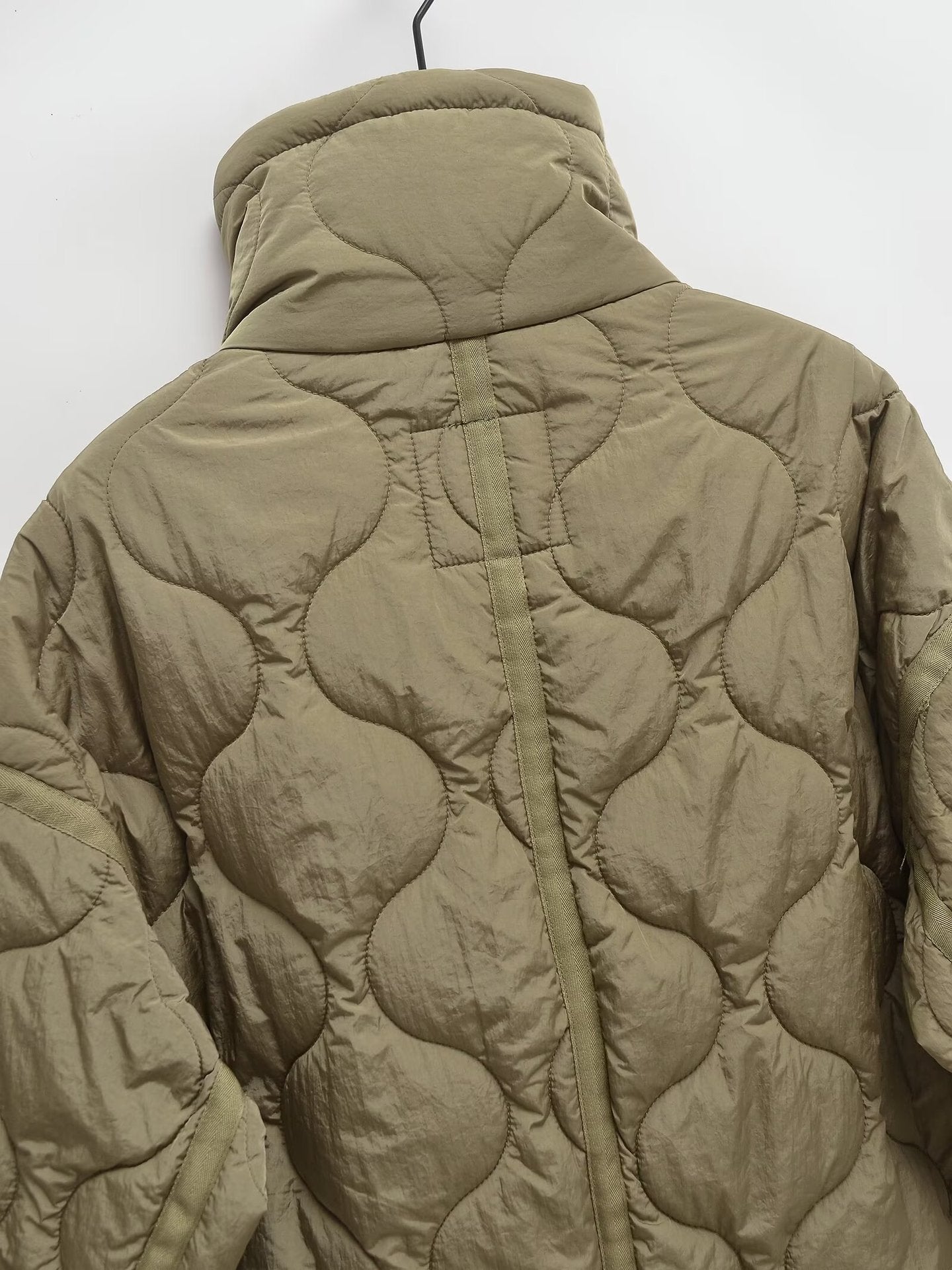 Cross-border European and American Women's AliExpress Explosions Stand Collar Corrugated Cotton-padded Jacket Cuff Drawstring Loose Jacket