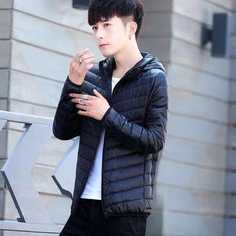 Cotton Outwear Men's Export Men's Lightweight Feather Cotton Outwear Winter Slim Hooded Stand Collar Pure Color Warm Vest Jacket for Men