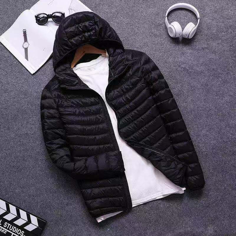 Cotton Outwear Men's Export Men's Lightweight Feather Cotton Outwear Winter Slim Hooded Stand Collar Pure Color Warm Vest Jacket for Men