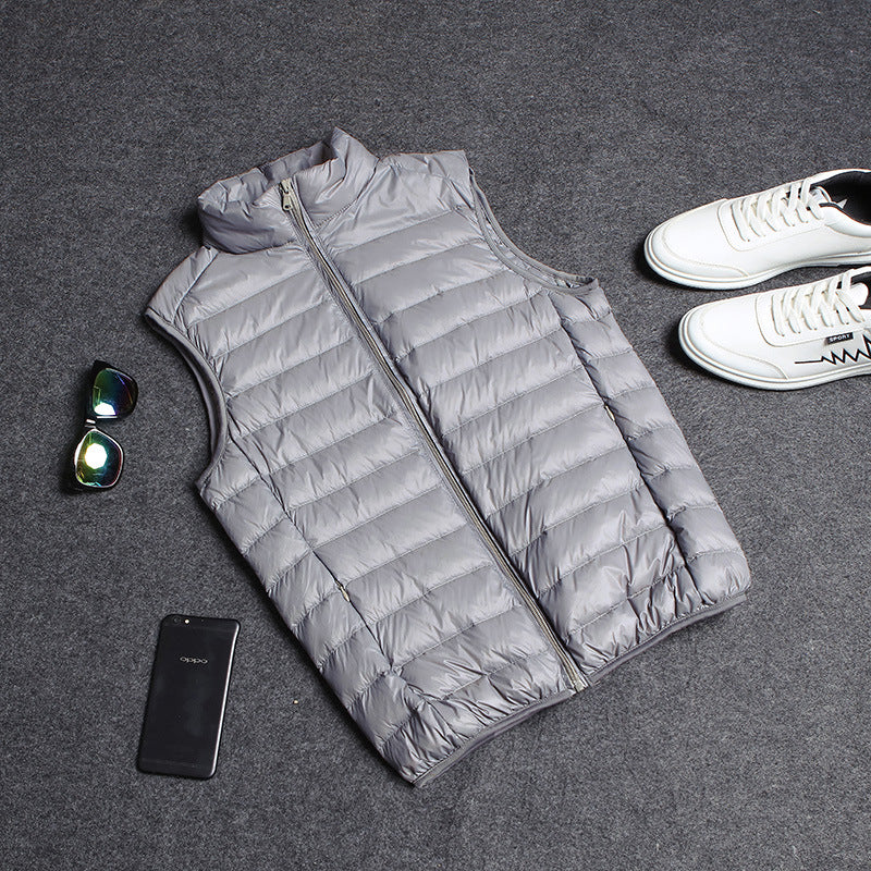 Cotton Outwear Men's Export Men's Lightweight Feather Cotton Outwear Winter Slim Hooded Stand Collar Pure Color Warm Vest Jacket for Men