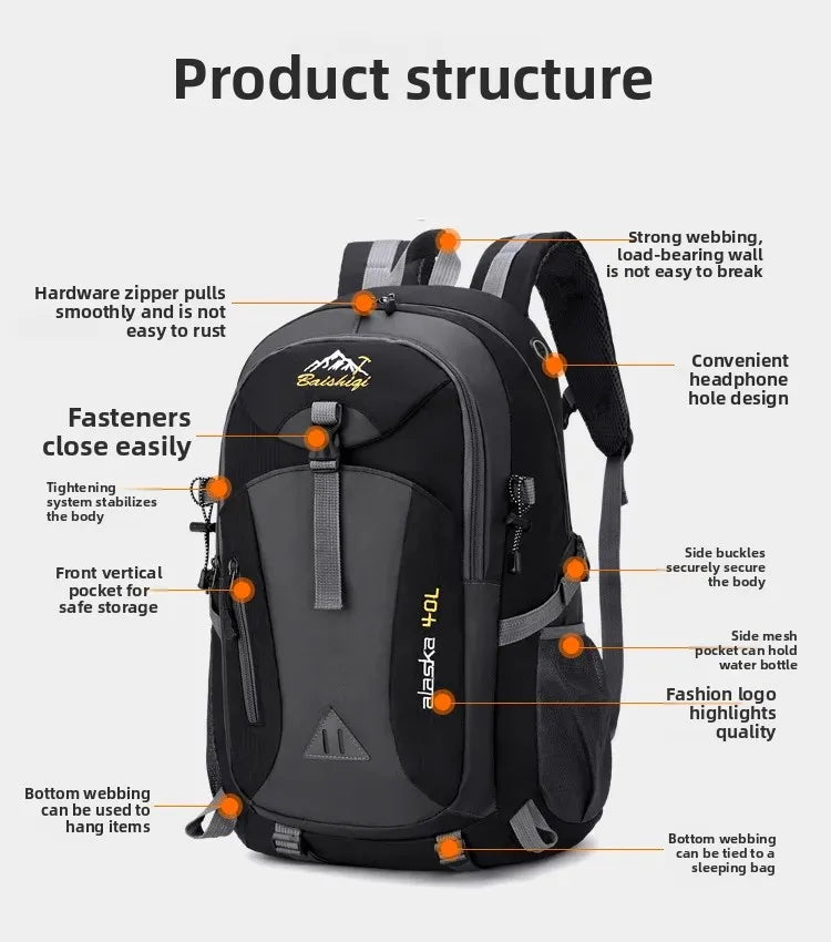 Men's and Women's Travel Backpacks, New Lightweight Outdoor Hiking Bags, Large-Capacity Travel Bags, Camping Storage Backpacks