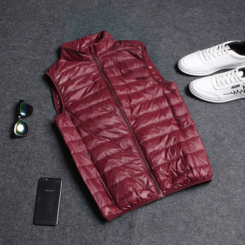 Cotton Outwear Men's Export Men's Lightweight Feather Cotton Outwear Winter Slim Hooded Stand Collar Pure Color Warm Vest Jacket for Men