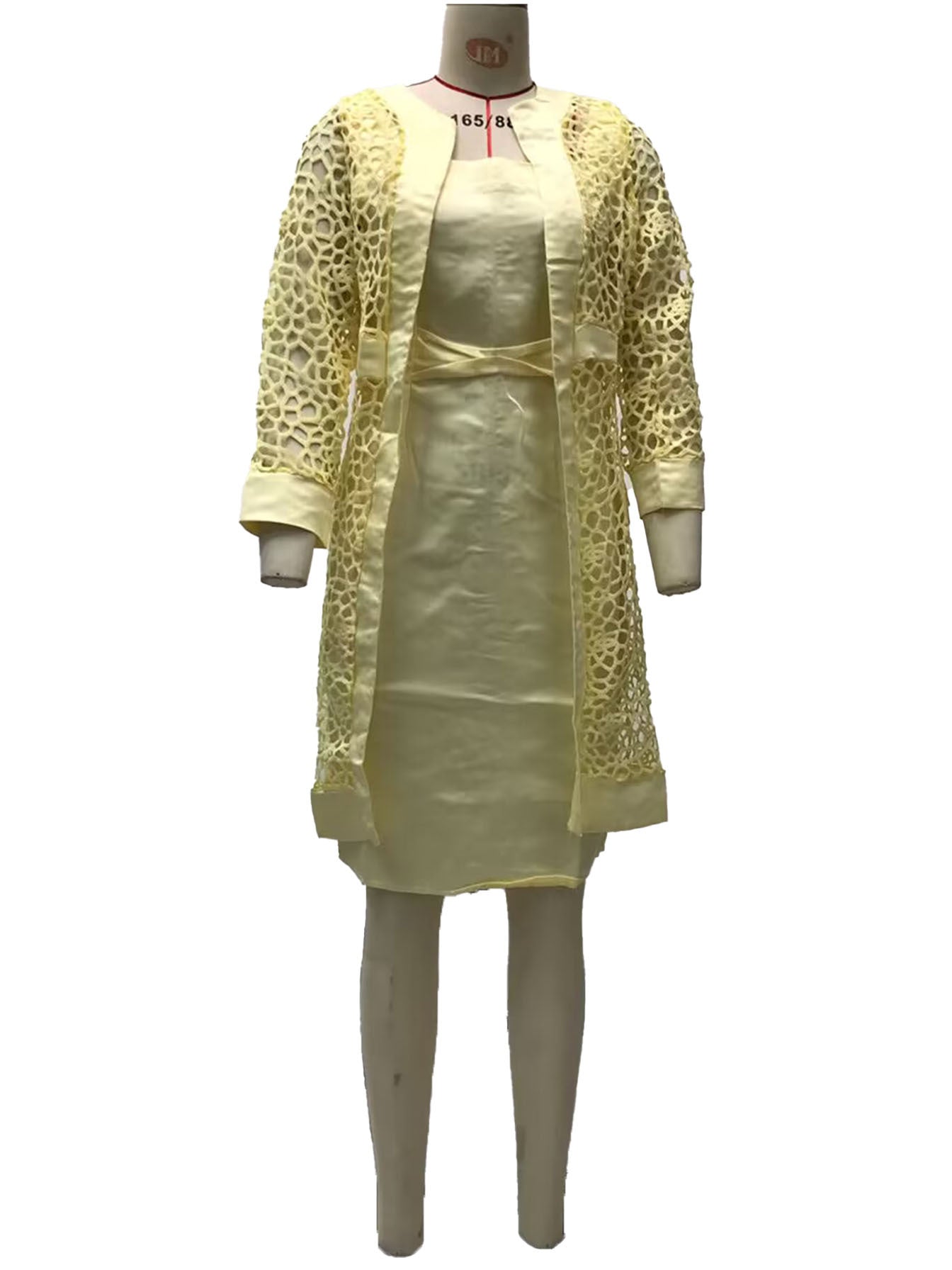 2025 Spot New Women's Color Lace Cardigan Dress Two-Piece Outwear Amazon Wish Export