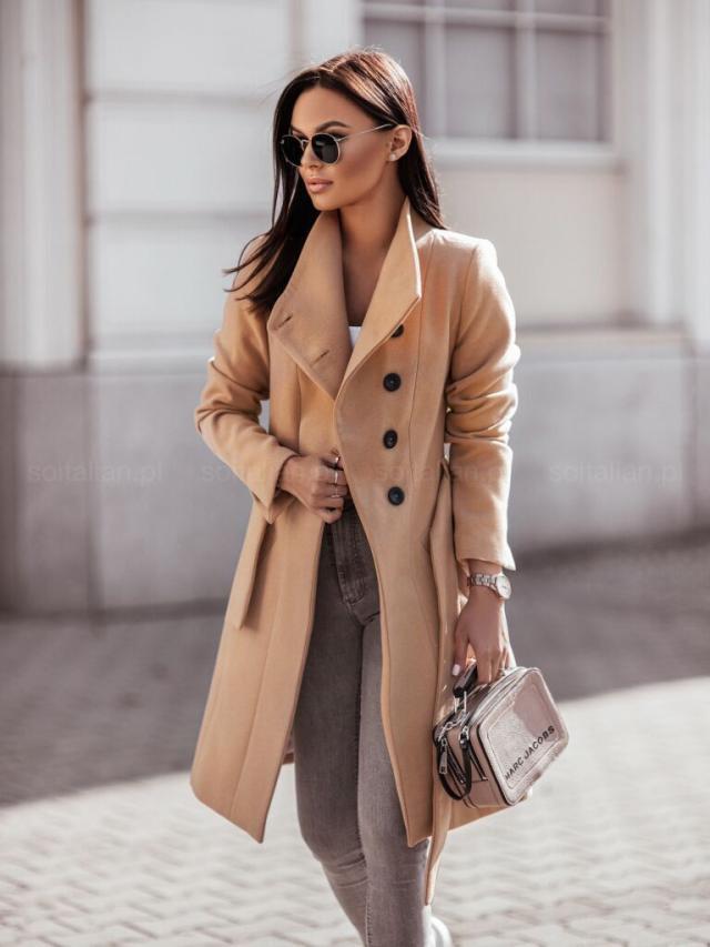 2026 Autumn/Winter European and American New Cross-Border Women's Clothing Amazon Woolen Coat Solid Color Tie-Up Mid-Length Woolen Jacket