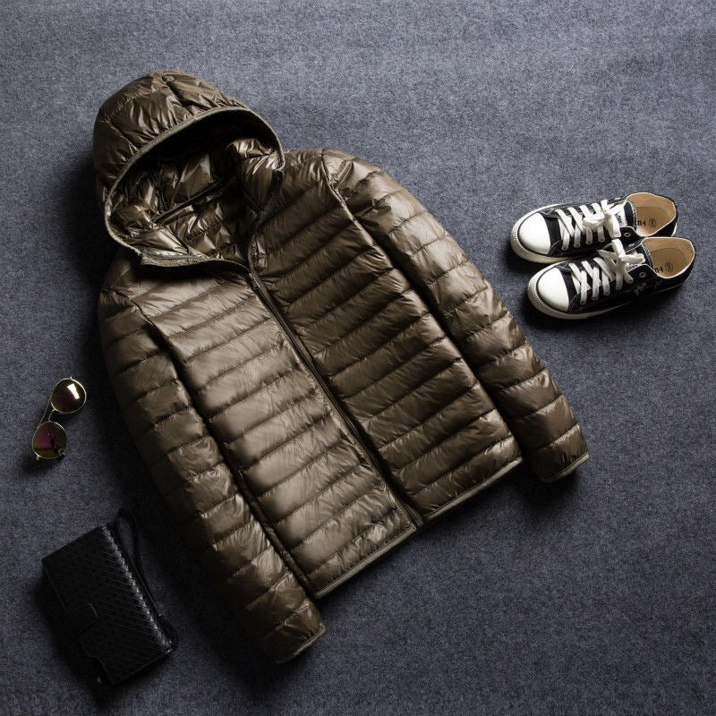Cotton Outwear Men's Export Men's Lightweight Feather Cotton Outwear Winter Slim Hooded Stand Collar Pure Color Warm Vest Jacket for Men