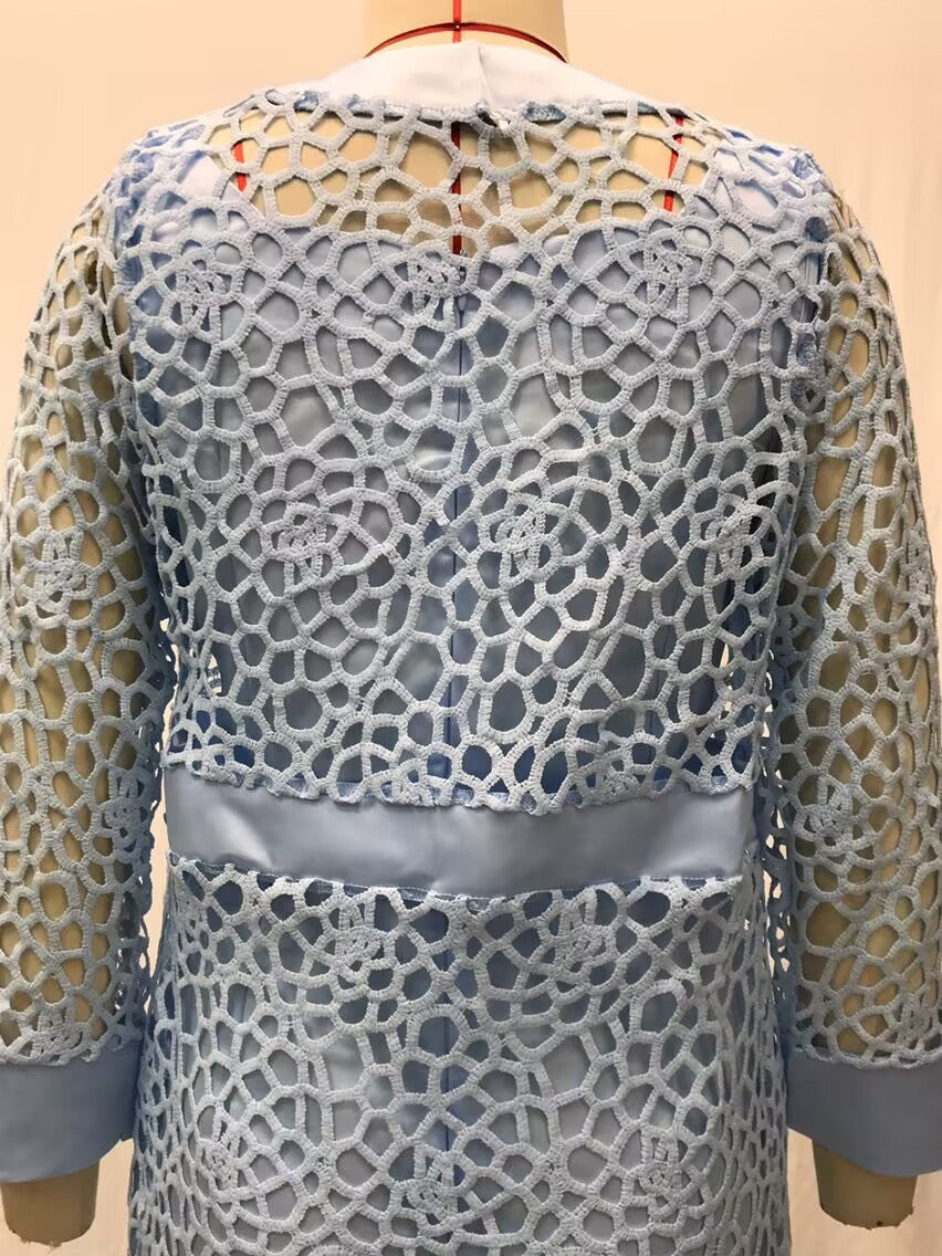 2025 Spot New Women's Color Lace Cardigan Dress Two-Piece Outwear Amazon Wish Export