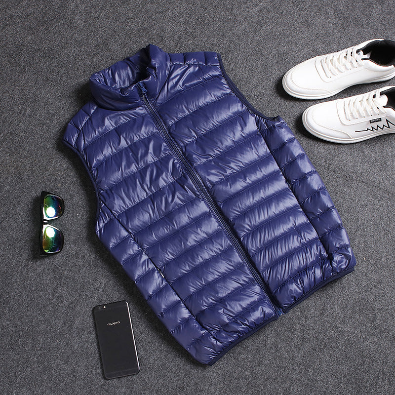 Cotton Outwear Men's Export Men's Lightweight Feather Cotton Outwear Winter Slim Hooded Stand Collar Pure Color Warm Vest Jacket for Men