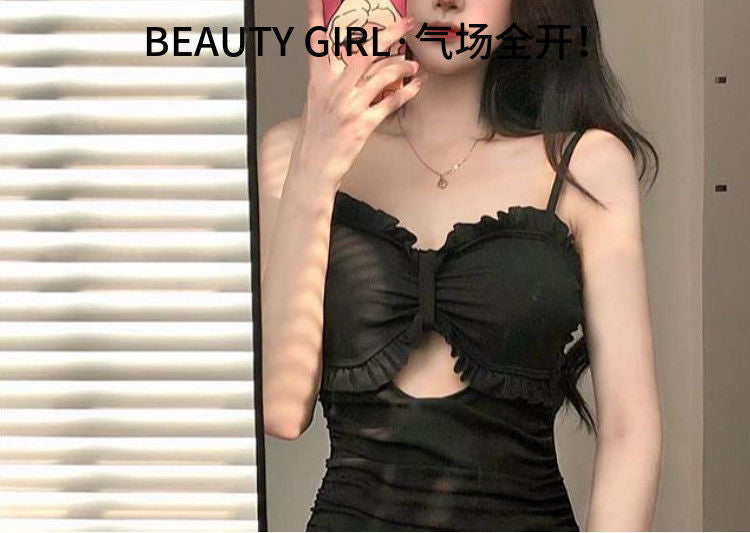 Swimsuit Women's One-Piece Sexy 2025 New Korean Ins Swimsuit Conservative Belly-Covering Slimming Look Small Breasts Fairy Gathered Summer
