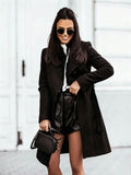 2026 Autumn/Winter European and American New Cross-Border Women's Clothing Amazon Woolen Coat Solid Color Tie-Up Mid-Length Woolen Jacket
