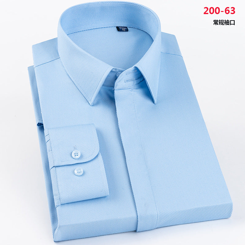 Men's French Cufflinks Shirt Business Formal Dress Sleeve Studs Solid Color Non-ironing Double Stacked Sleeve Hidden Button Shirt Slim-fit Korean Style