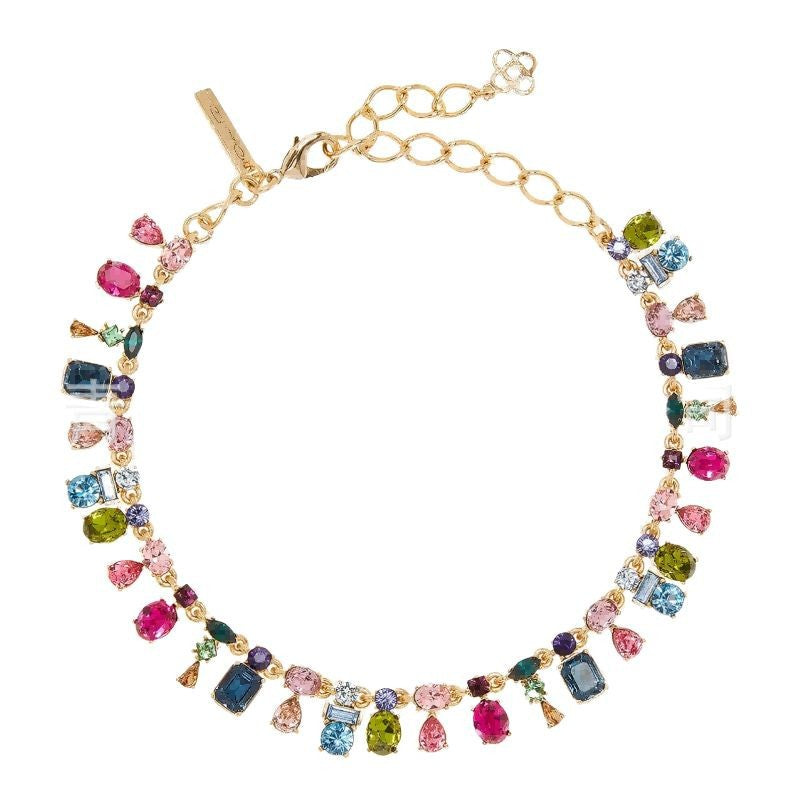 OSCAR Live Cross-border Color Crystal Dopamine Color Combination Light Luxury Niche Design Temperament Advanced Clavicle Neckchain