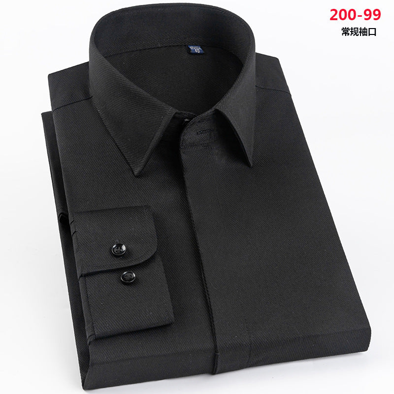 Men's French Cufflinks Shirt Business Formal Dress Sleeve Studs Solid Color Non-ironing Double Stacked Sleeve Hidden Button Shirt Slim-fit Korean Style