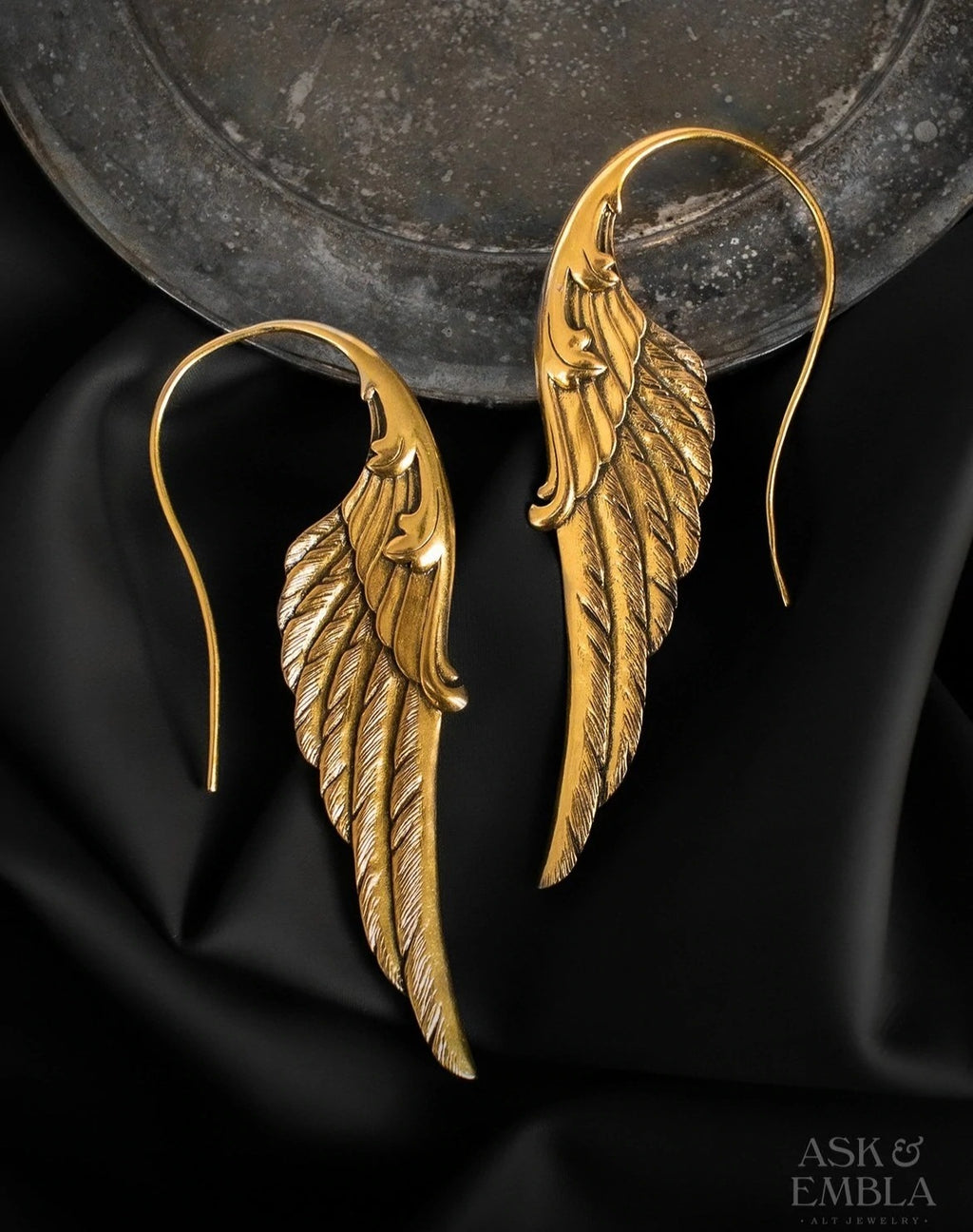 Hecheng Cross-border New Products Exaggerated Angel Wings Pendant Earrings Alloy Hook Earrings