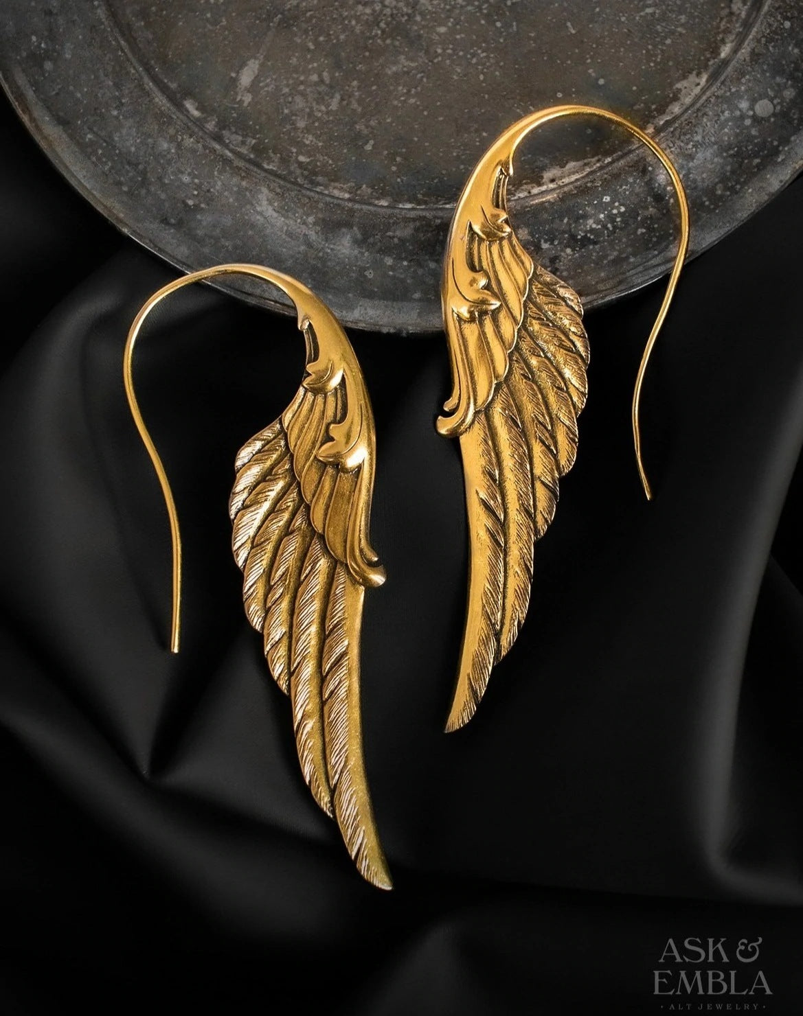 Hecheng Cross-border New Products Exaggerated Angel Wings Pendant Earrings Alloy Hook Earrings